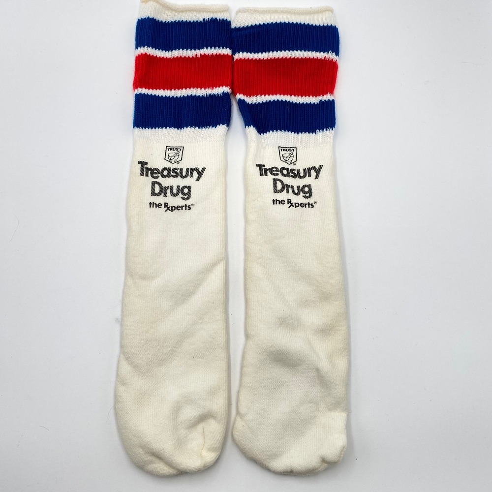 Vintage Atlanta Braves Crew Tall Socks Treasury Logo Retro Athletic - Picture 4 of 6